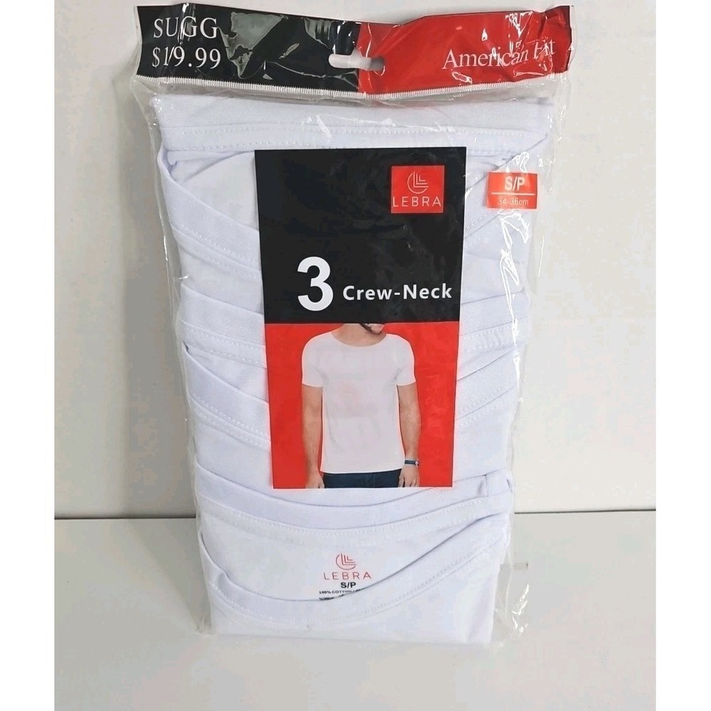 Lebra Men's 3 Crew Neck, American Fit Size Small 34-36cm New‎